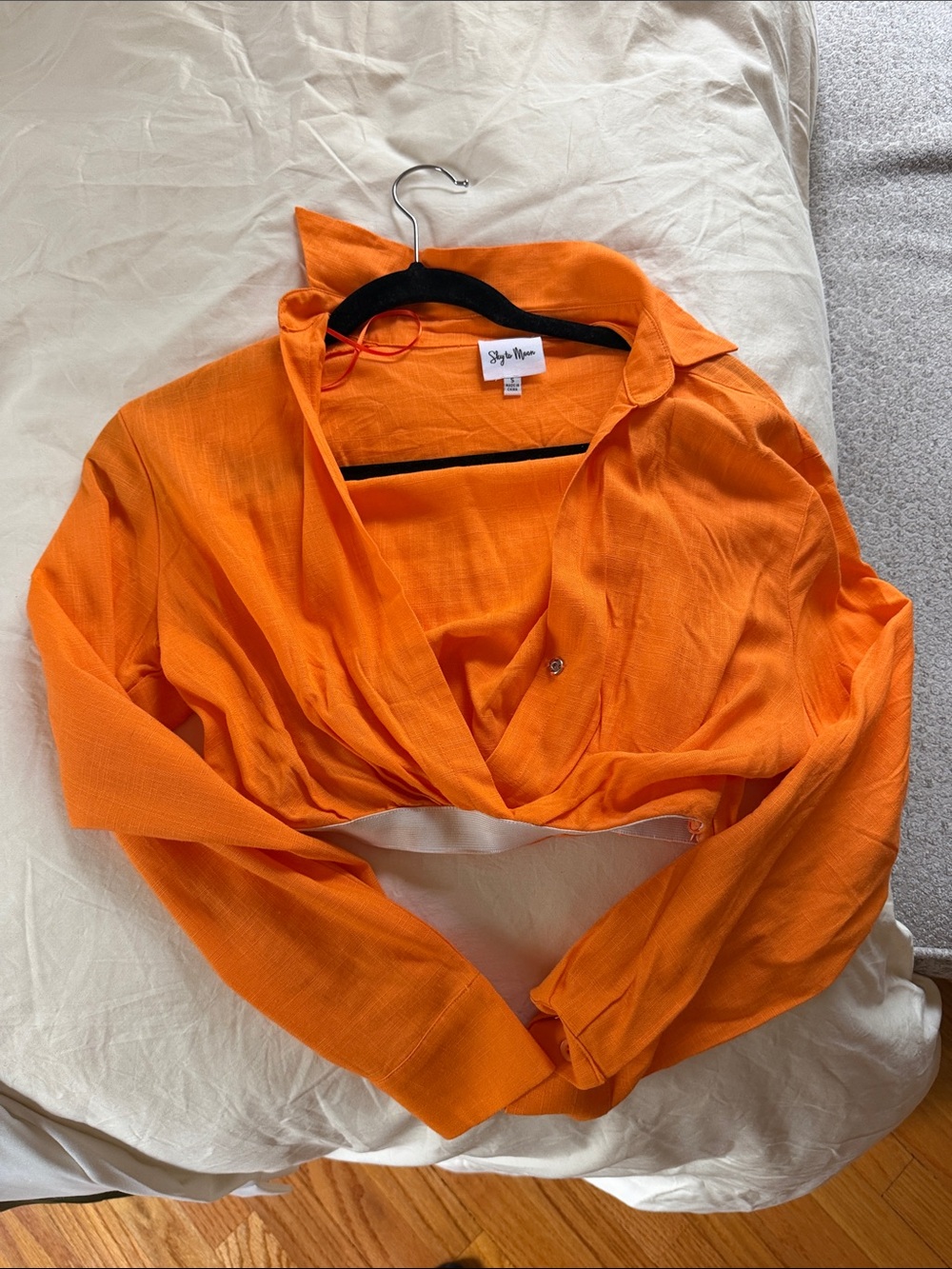 Orange Cropped Wrap Blouse